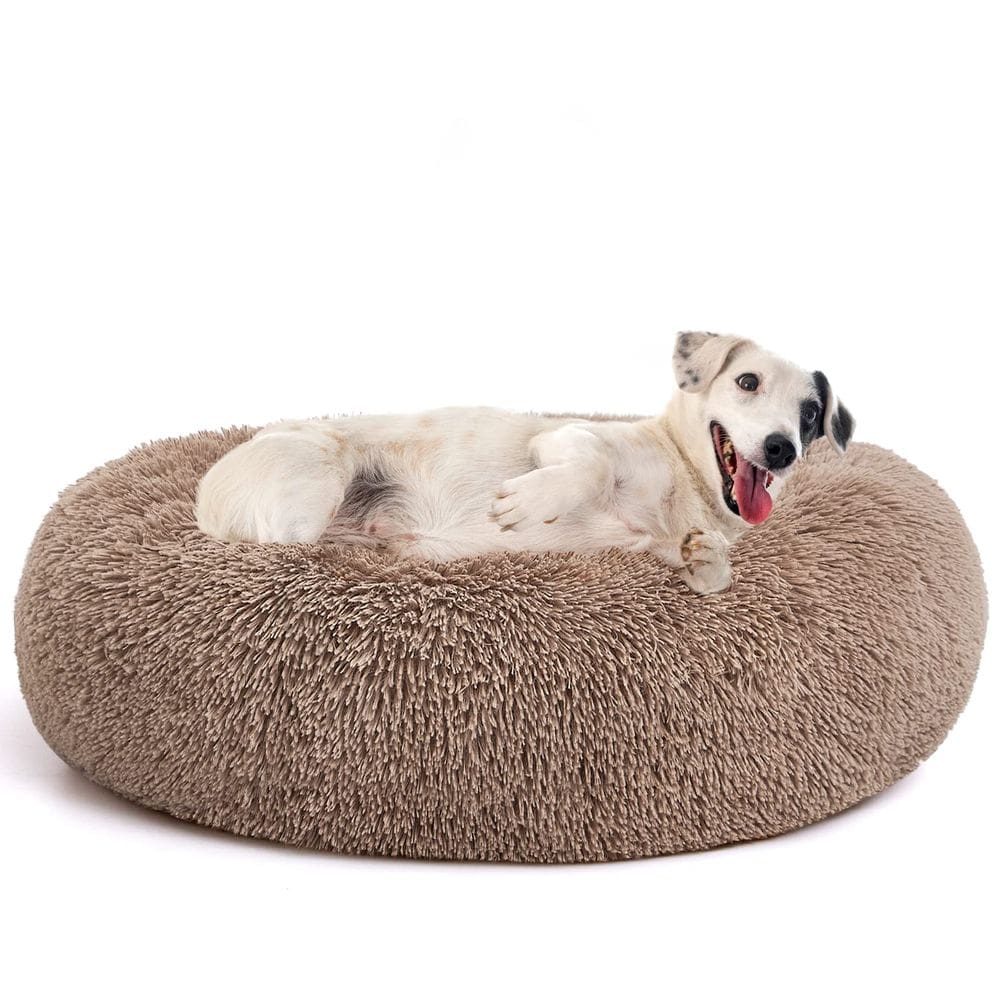 Cama para animais de estimação MIXJOY ultramacia e confortável Donut Cuddler Brown
