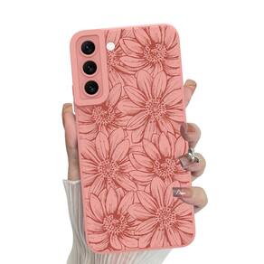 Capa de telefone MZELQ Silicone Rosa Floral Samsung Galaxy S22 Plus