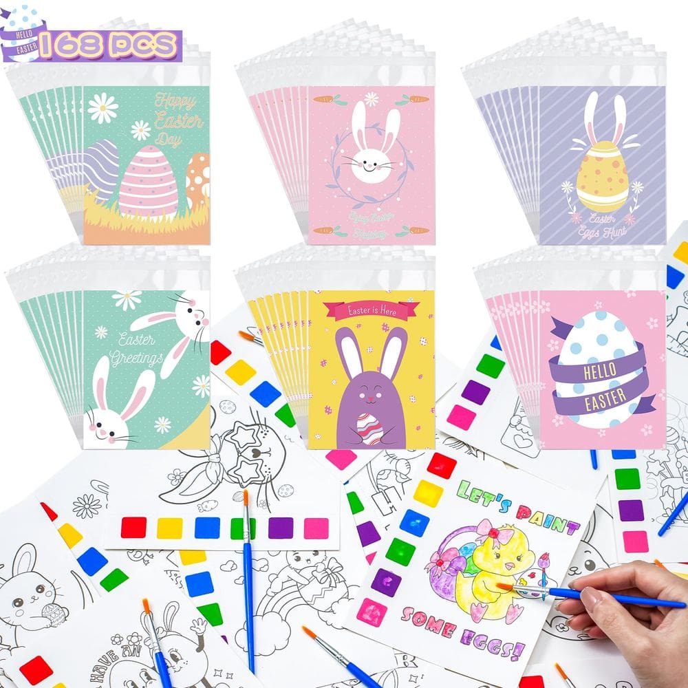 Pacote de 24 livros para colorir em aquarela com bolsa de guloseimas para crianças