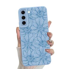 Capa de telefone MZELQ Silicone Azul Floral Samsung Galaxy S22 Plus