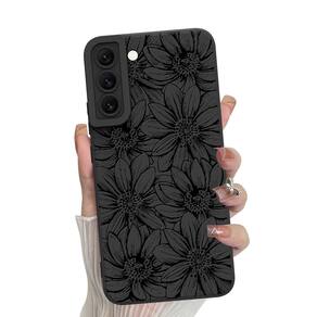 Capa de telefone MZELQ Silicone Black Floral Samsung Galaxy S22 Plus