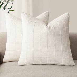 Capas de almofada Findtower Linen Check 55x55cm Cream