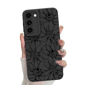 Capa de telefone MZELQ Silicone Black Floral Samsung Galaxy S23 Plus