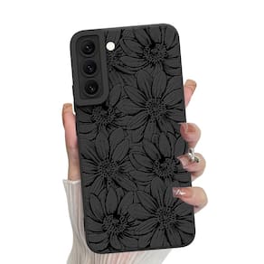 Capa de telefone MZELQ Silicone Black Floral Samsung Galaxy S22
