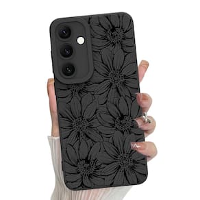 Capa de telefone MZELQ Silicone Black Floral Samsung Galaxy S24 Plus