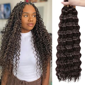 Braiding Hair Eerya Long Curly 18 polegadas, marrom escuro, 4 pacotes