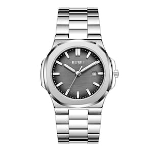 Relógio de pulso BUREI Fashion Analog Date Stainless Steel Men
