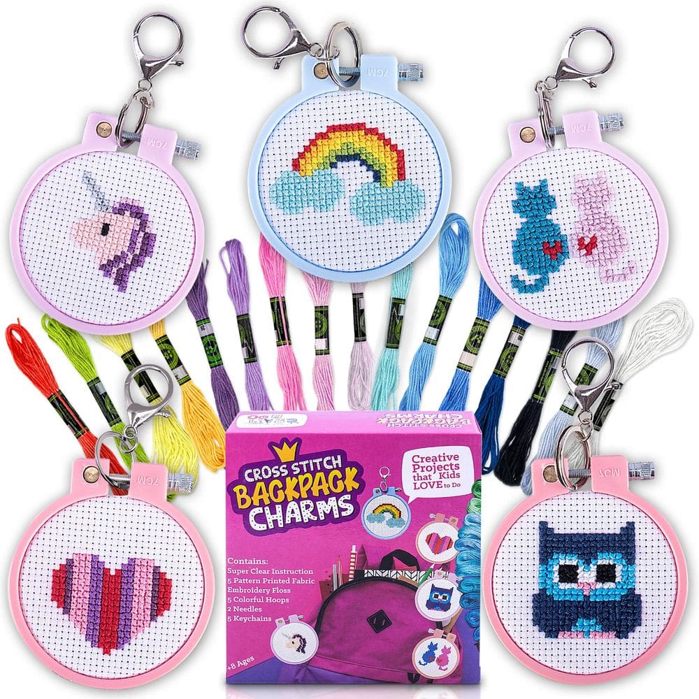 Kits de ponto cruz Craftiloo para iniciantes com 5 padrões estampados