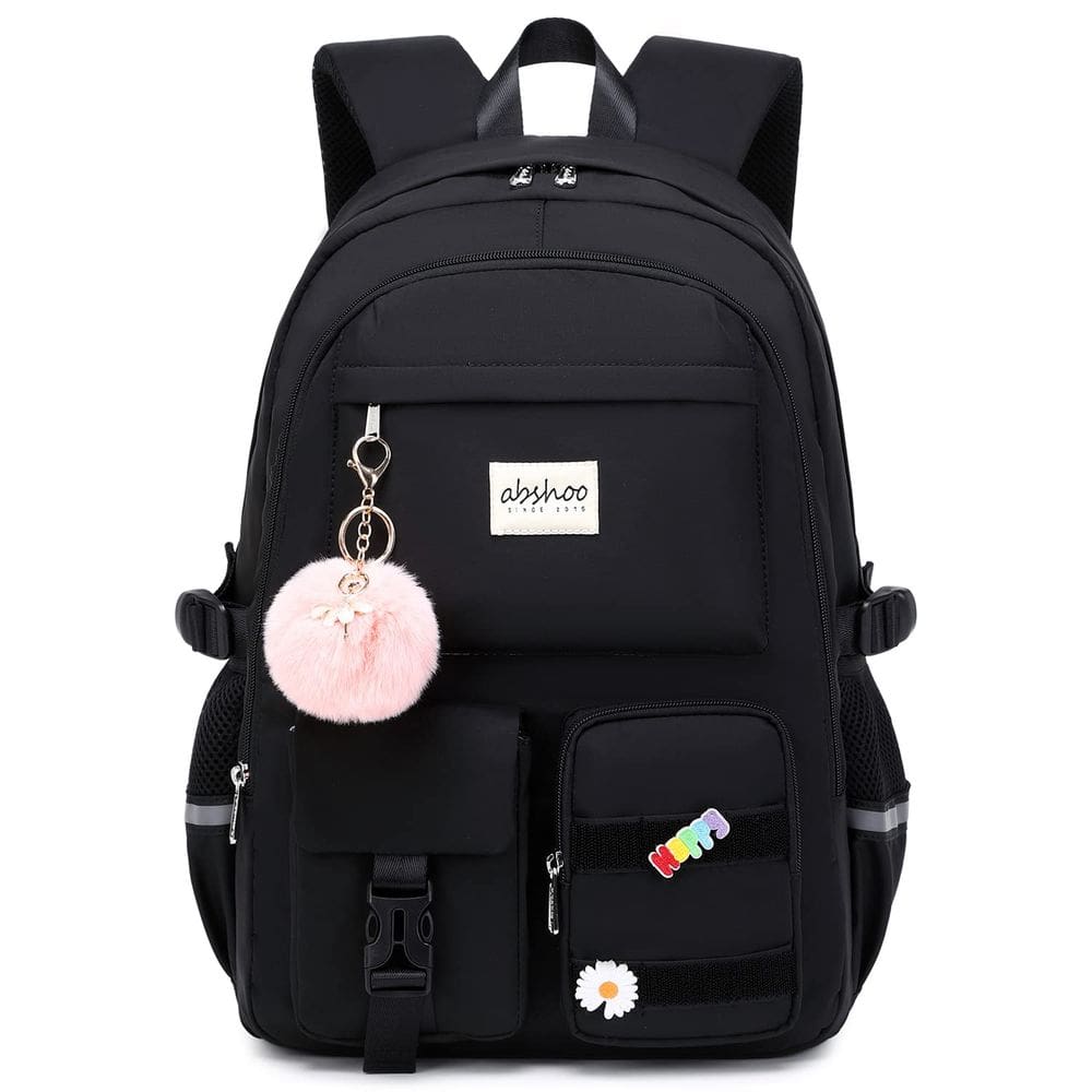 Mochila Abshoo Big Student Laptop para universitárias, preta