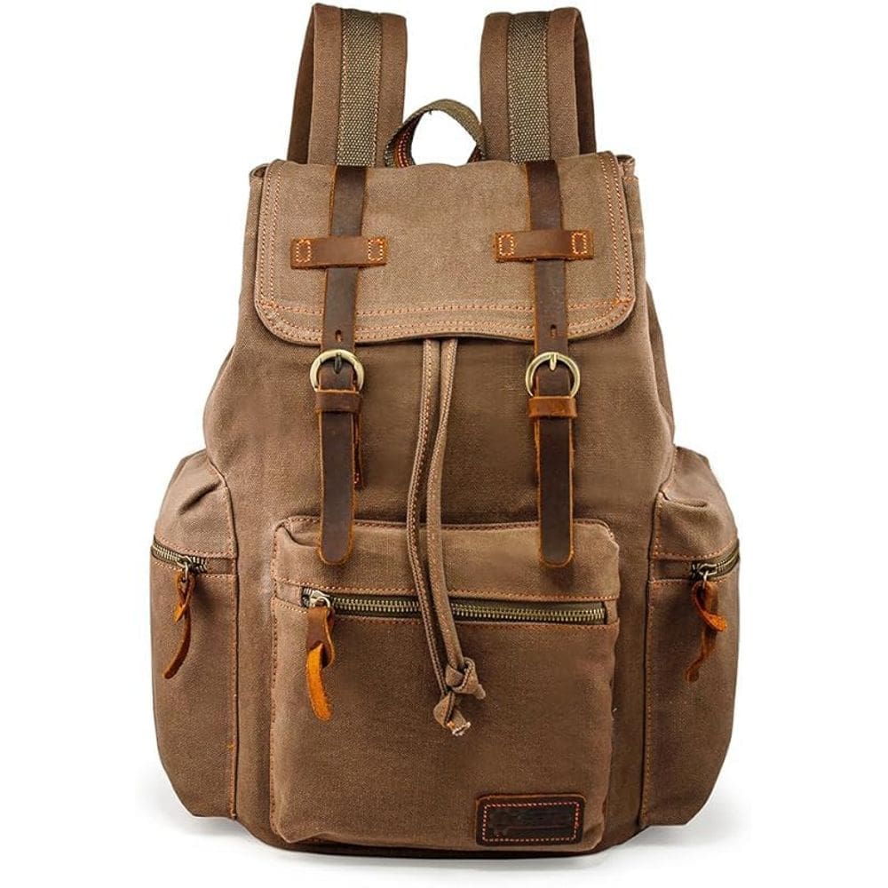 Mochila GEARONIC Vintage Canvas para homens e mulheres marrom