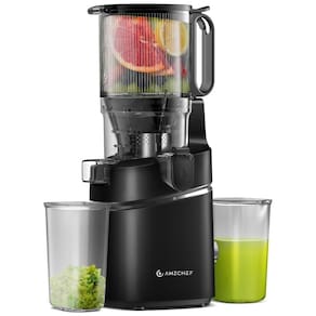 Centrifuga de Frutas com Alimentação Automática, sem BPA e Limpeza Fácil, 110V 250W, Amzchef, Preta