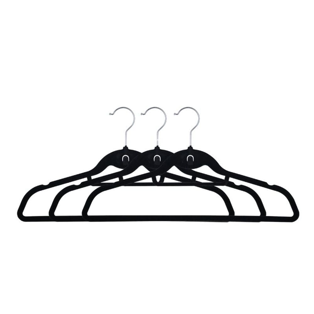 Cabide Veludo 45 Cm Preto Kit 03 Pçs