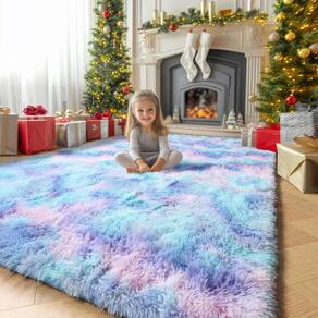 Tapete Andrebio Purple Rainbow para quarto, quarto de meninas, 120x180cm