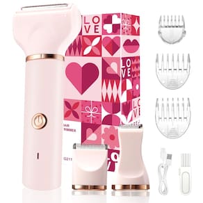 Aparador de biquíni RAXMETRY 3 em 1, barbeador elétrico para mulheres, rosa