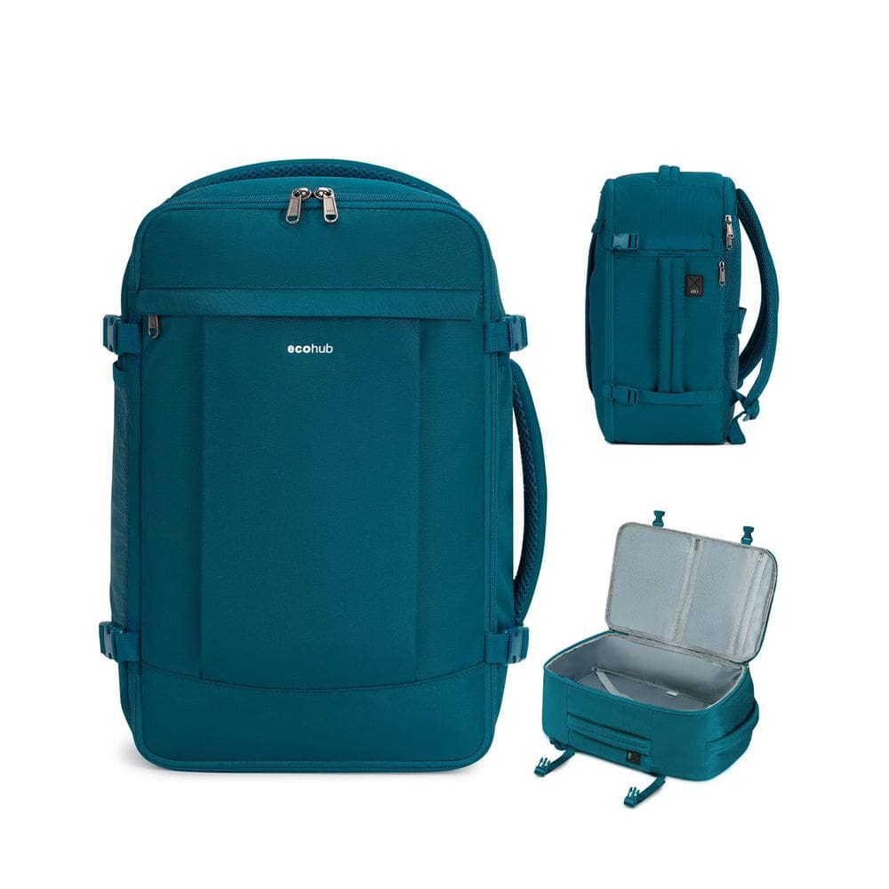 Mochila de viagem ECOHUB 30L com carregamento USB para laptop de 15,6" azul