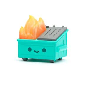 Boneco de vinil 100% Soft Dumpster Fire com dimensões 9x9x7cm
