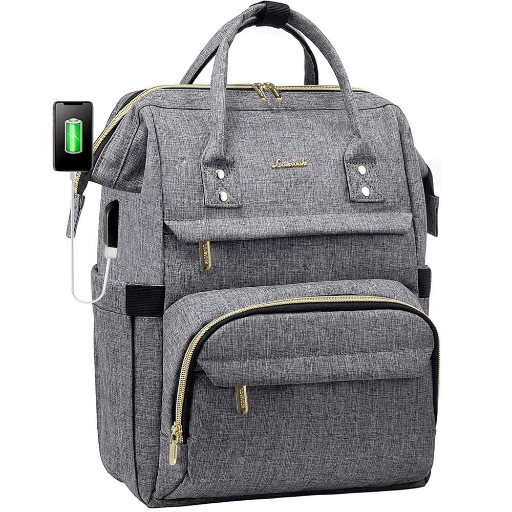 Mochila para laptop LOVEVOOK feminina 15,6" impermeável cinza
