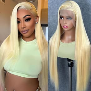 Peruca mululi: cabelo humano loiro de 22 polegadas, 200% densidade 613