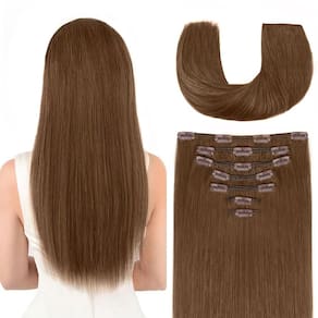 Extensões de cabelo Winsky Remy Human Hair 30 cm 105 g 7 unidades, marrom acinzentado