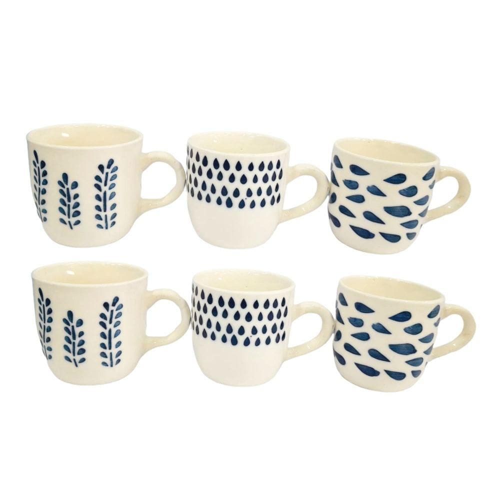 Jogo com 6 Xícaras de Cerâmica Cônica Blue 90ML -Allmix