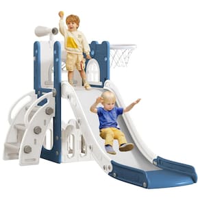 Escorregador 6 em 1 LulliSpace para Bebês de 1-3 Anos, Escalador para Playground Interno e Externo com Cesta de Basquete, Armazenamento e