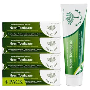 Pasta de dente Neem Tree Farms, sem flúor, 100% vegana, pacote com 4 unidades