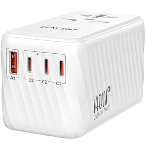 Adaptador de viagem LENCENT 140W Universal GaN Fast Charger branco