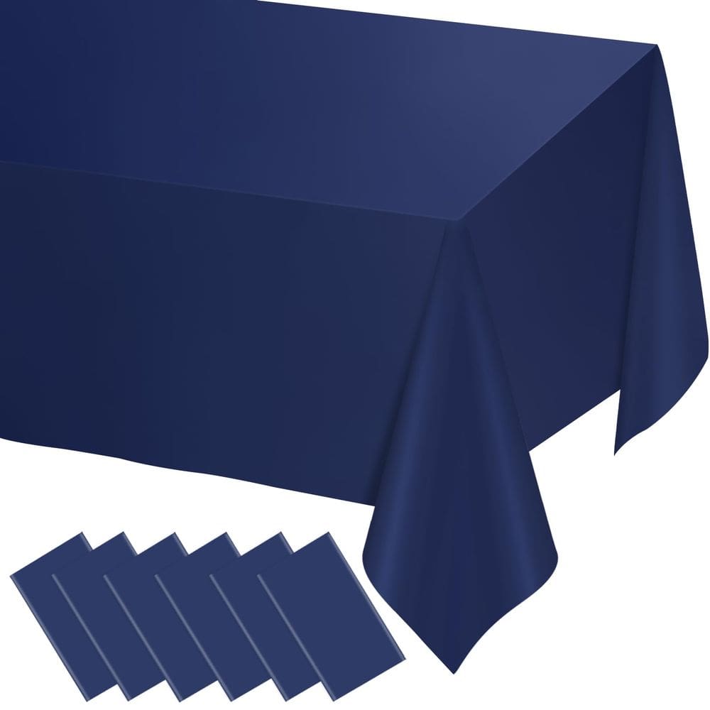 Toalhas de mesa WNINK azul marinho de plástico descartável 54x108cm, pacote com 6
