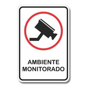 Placa De Sinalização Ambiente Monitorado Câmeras 20x30 Cm