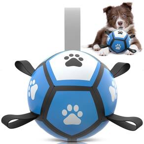 Bola de futebol QDAN Toy para cães pequenos com alça de reboque (12,7 cm)