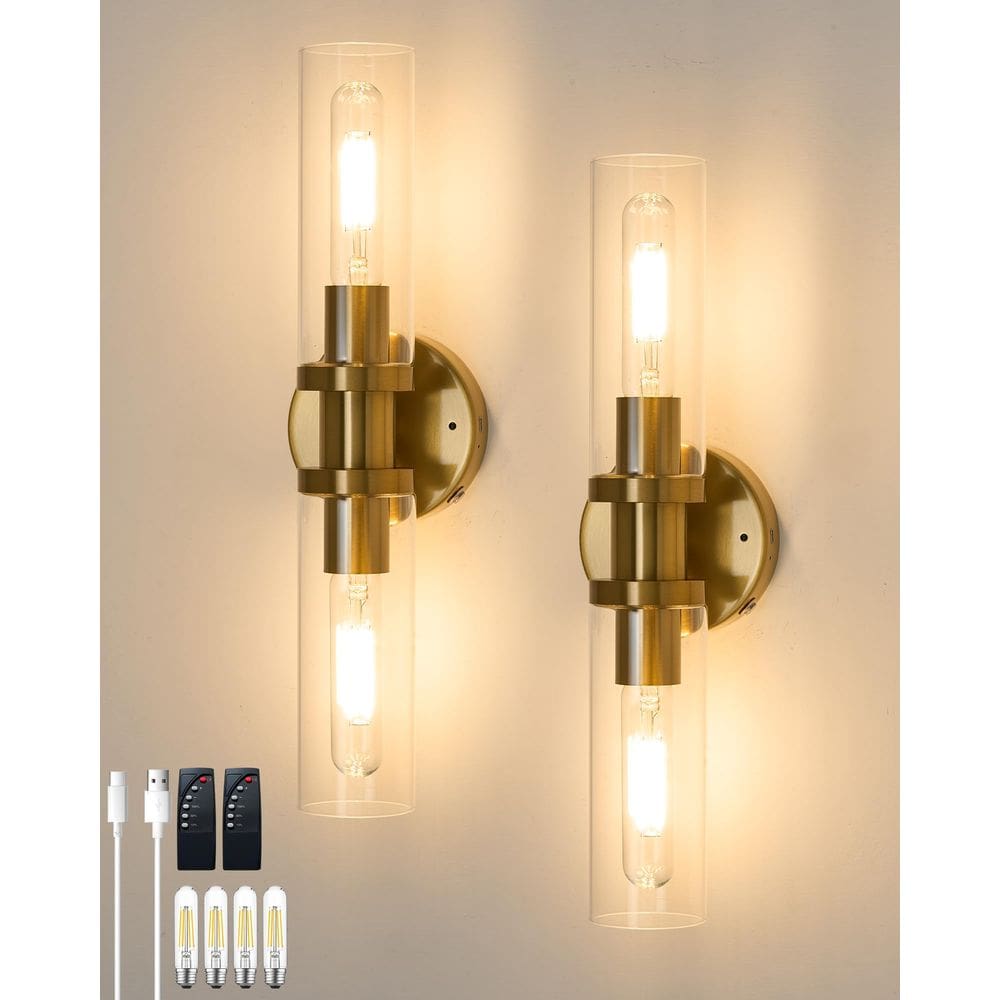 Arandela de parede Rayogale Modern Recarregável Conjunto de 2 com lâmpadas