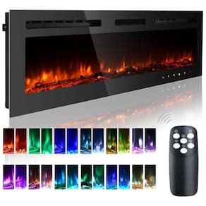 Lareira Elétrica de Embutir A54x127L com Controle Remoto e Luz de LED, 1500W, 110v, CEARTRY electric fireplace inserts, Preto