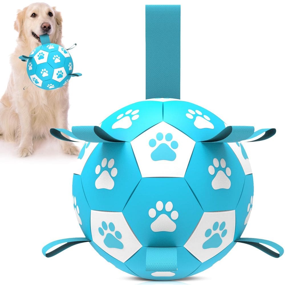 Bola de futebol QDAN Toy para cães grandes com alças de 20 cm