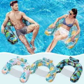 Cadeira flutuante de piscina ANNIL inflável para adultos com suporte para bebidas