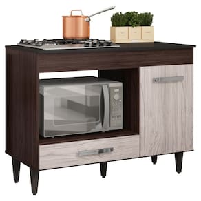 Balcão Gabinete Para Cooktop Cozinha Carla com Tampo 1 Porta Castanho Avelã - Abmaza