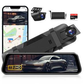 Câmera de espelho retrovisor Jansite 4K 10" Dash Cam 64GB WiFi