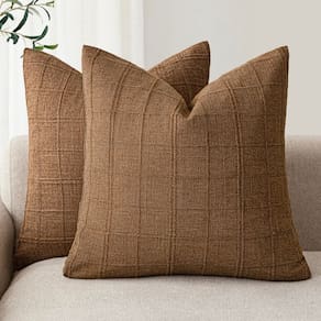 Capas de almofada Findtower Linen Check 50x50cm marrons