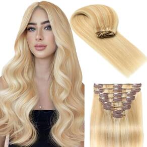 Extensões de cabelo Clip in Douor Dark Blonde/Bleach Blonde