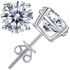 Brincos Jiostonor Moissanite banhados a ouro branco 18K 3CTW 7,5 mm