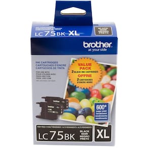 Cartuchos de tinta Brother LC-75BK LC752PKS, pacote com 2 unidades, preto