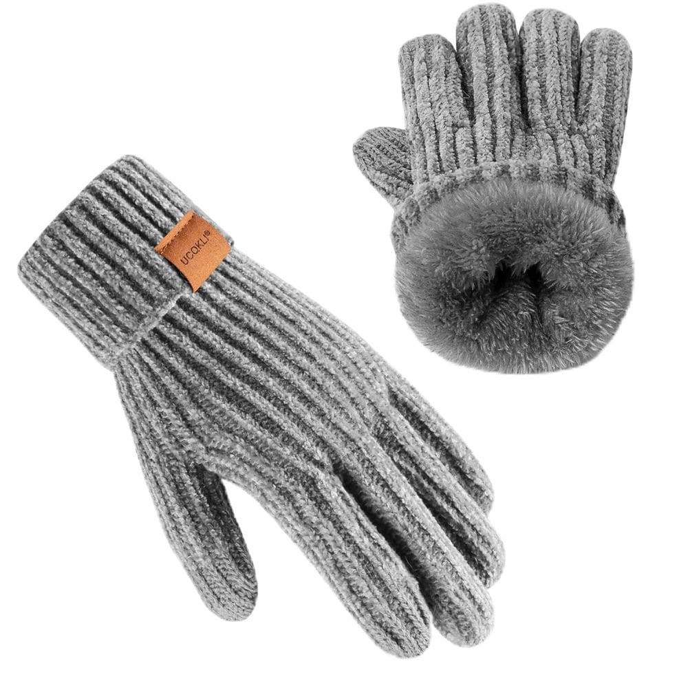 Luvas de inverno UCQKLI Chenille para mulheres forradas com lã quente
