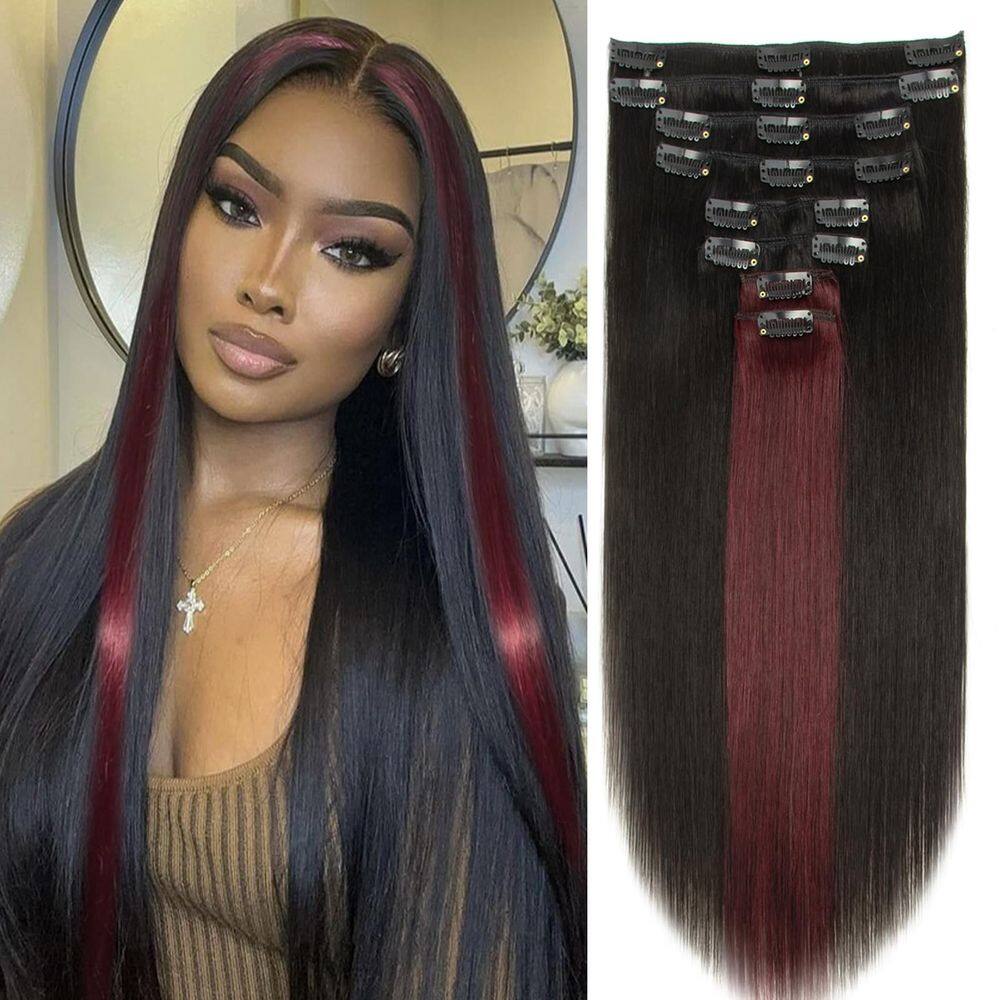 Extensões de cabelo Clip-in Doupor Real Human Hair 100g Borgonha