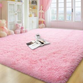 Tapete rosa qulint de 6 pés x 9 pés para sala de estar, quarto, dormitório