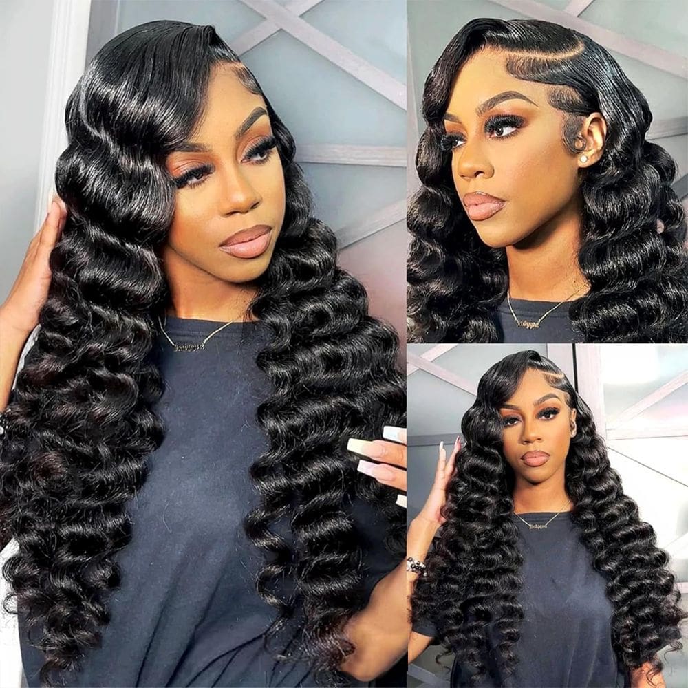 Perucas frontais de renda ELFSECRET Loose Deep Wave 32", cabelo humano