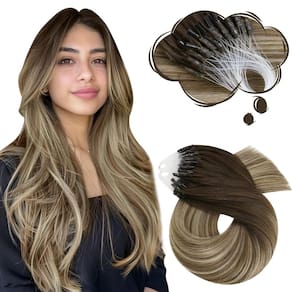 Micro extensões de cabelo Moresoo Balayage de marrom escuro a marrom claro