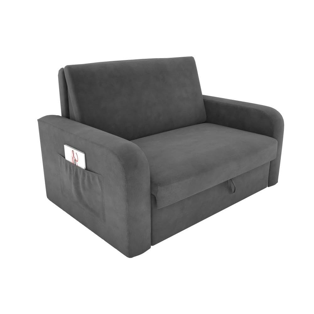 Sofá Cama com Baú 2 Lugares Daiane Cinza Matrix