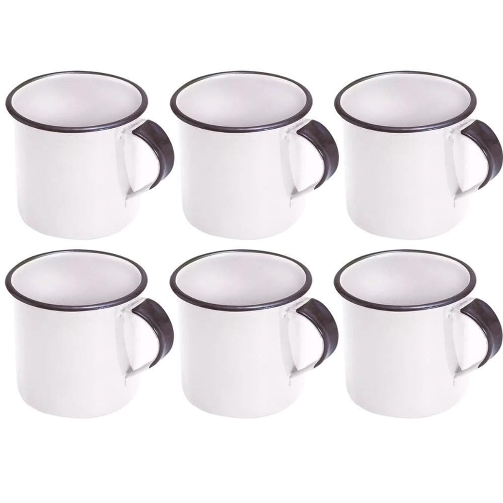 Jogo 6 Canecas Xícaras De 70ml Chá Café Esmaltadas Cozinha