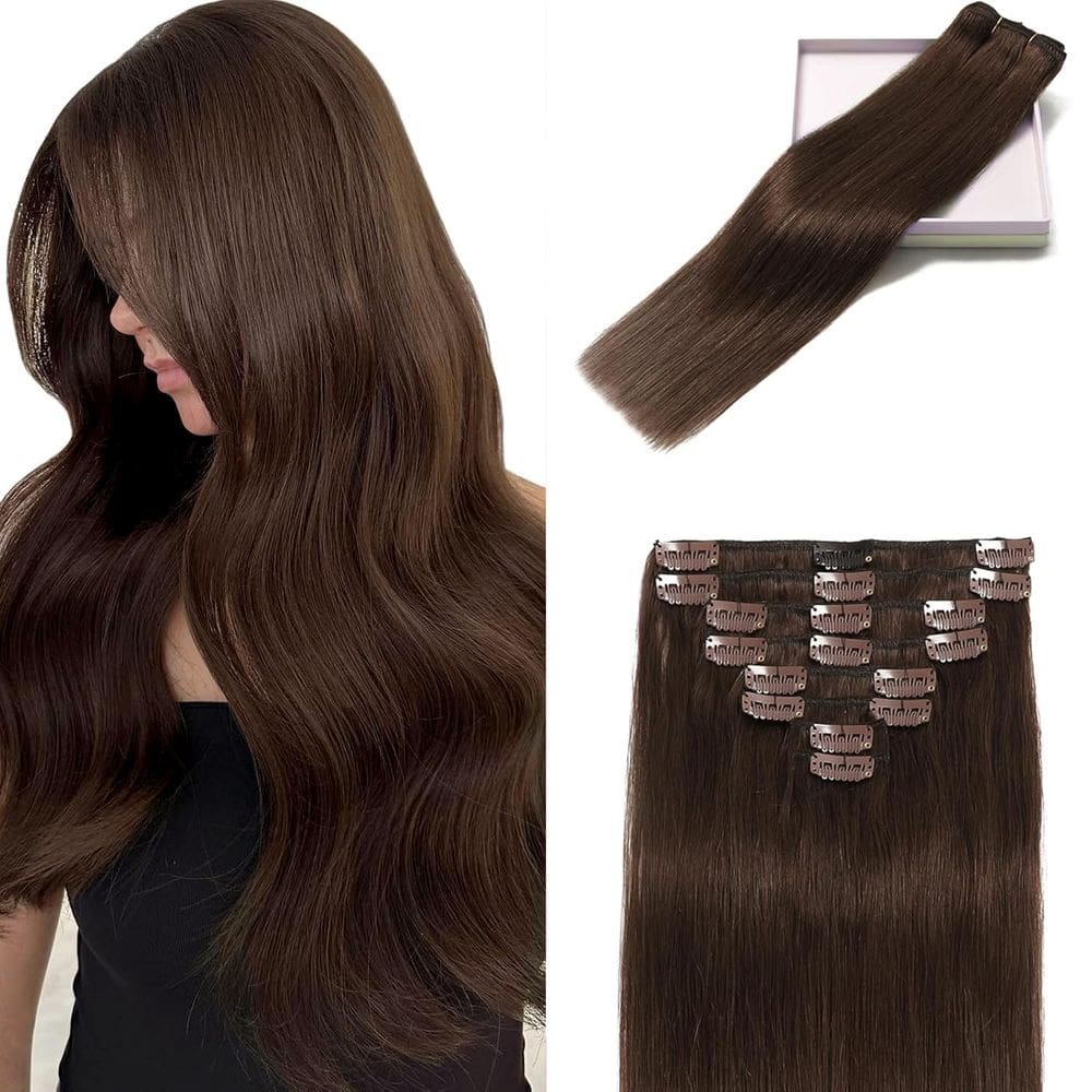 Extensões de cabelo Clip in POGINJA Real Human Hair 40cm 90g