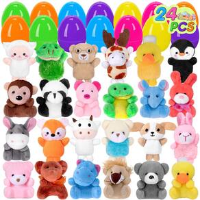 Ovos de Páscoa pré-cheios com mini brinquedo de pelúcia para crianças (24 unidades)