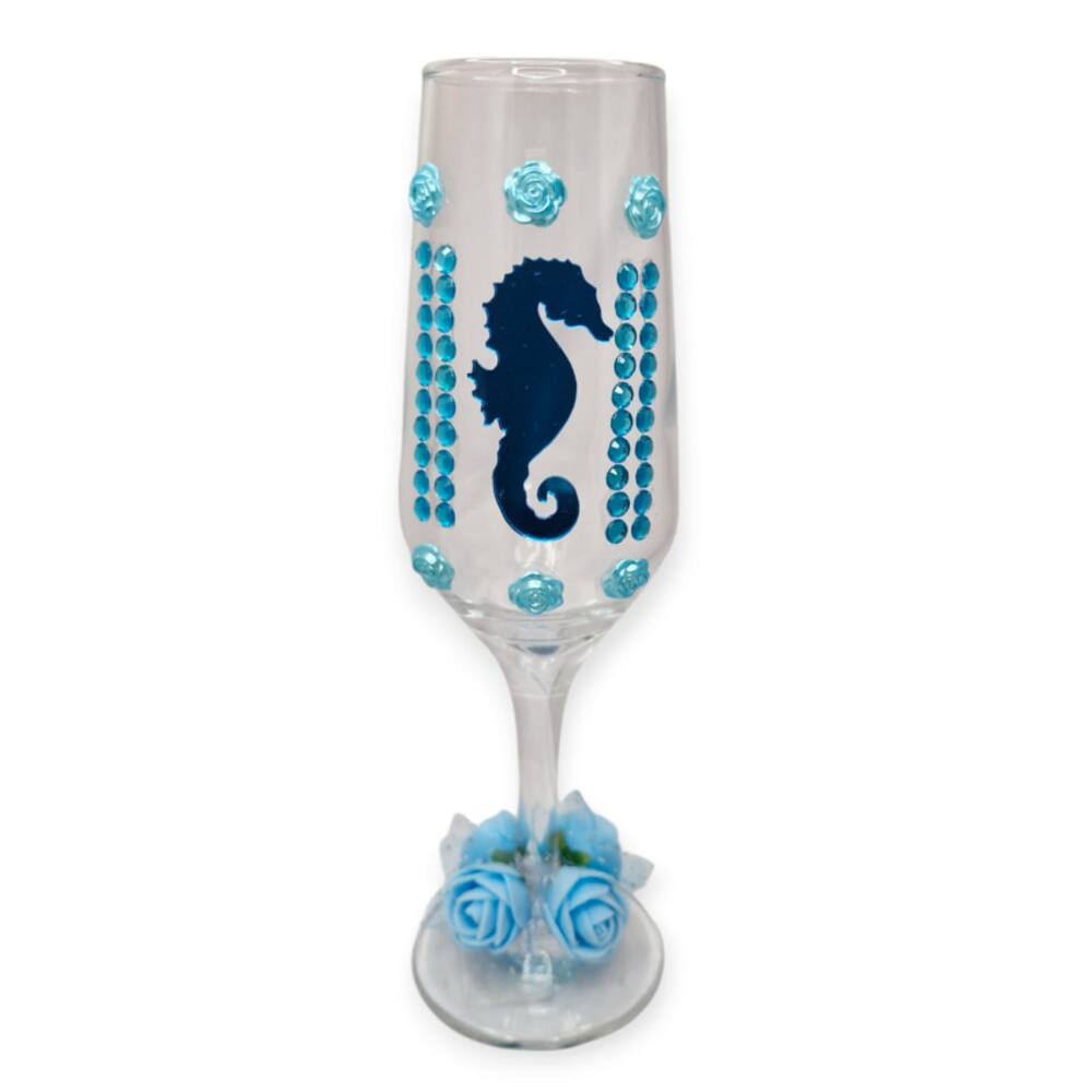 Taça Iemanjá Mar Flor Vidro 186 ml + Presente